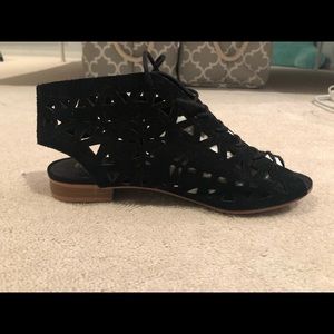 Suede cut out sandals